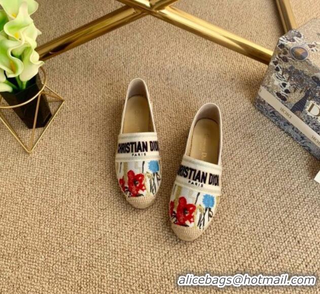 Grade Design Dior Granville Espadrilles in Multicolor Cotton with Hibiscus Embroidery 022602