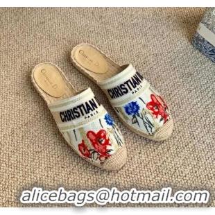 Affordable Price Granville Espadrille Mules in Multicolor Cotton with Hibiscus Embroidery 022604