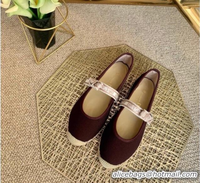 Cute Dior J'Adior Espadrilles in Burgundy Cotton Ribbon with Bow 022605