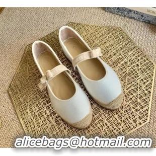 Best Quality Dior J'Adior Espadrilles in White Cotton Ribbon with Bow 022609