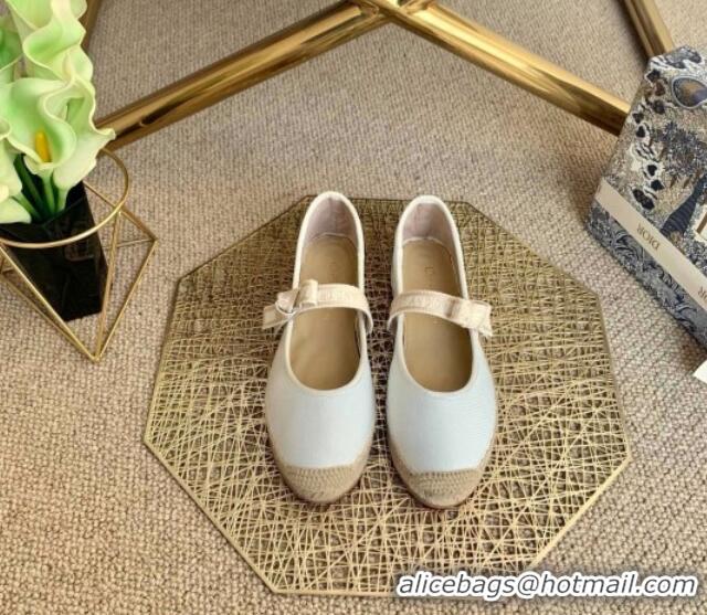 Best Quality Dior J'Adior Espadrilles in White Cotton Ribbon with Bow 022609