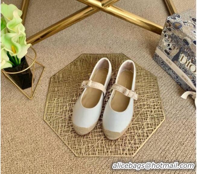 Best Quality Dior J'Adior Espadrilles in White Cotton Ribbon with Bow 022609