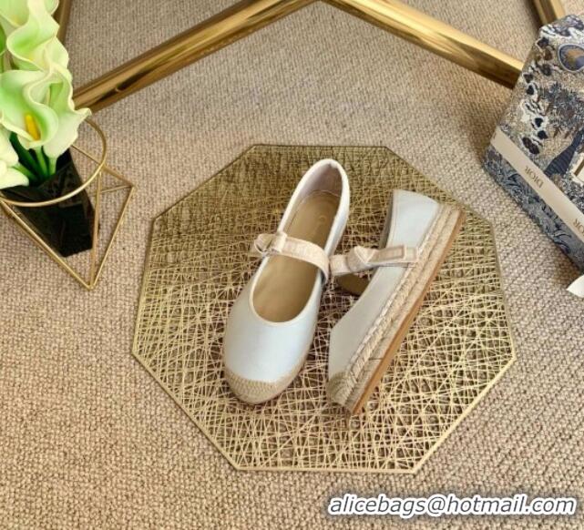 Best Quality Dior J'Adior Espadrilles in White Cotton Ribbon with Bow 022609