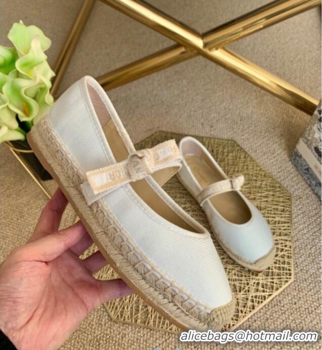 Best Quality Dior J'Adior Espadrilles in White Cotton Ribbon with Bow 022609