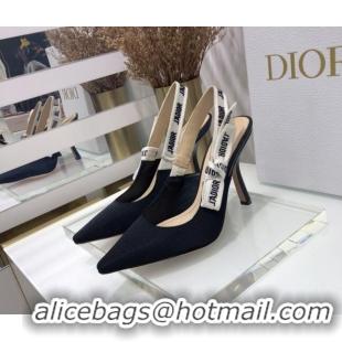 Elegant Dior J'Adior Slingback Pump With 9.5cm Heel in Black Technical Fabric 022681