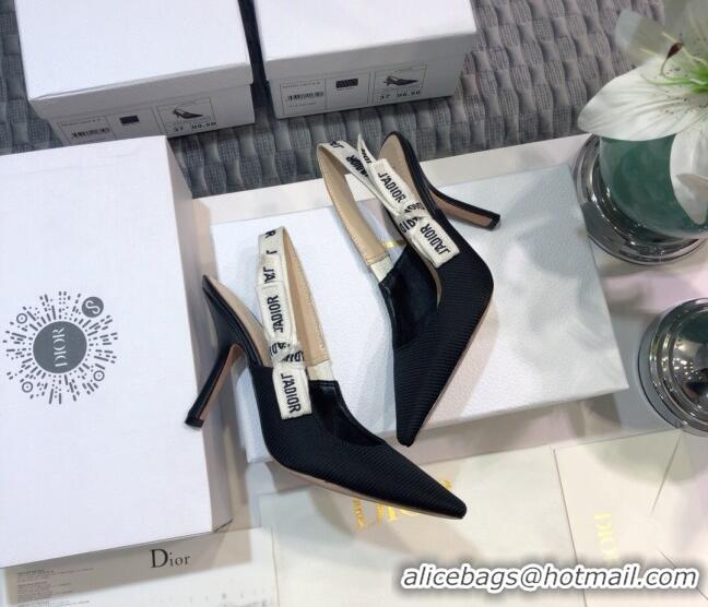 Elegant Dior J'Adior Slingback Pump With 9.5cm Heel in Black Technical Fabric 022681