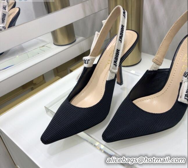 Elegant Dior J'Adior Slingback Pump With 9.5cm Heel in Black Technical Fabric 022681