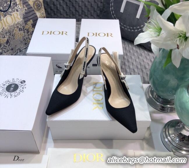 Elegant Dior J'Adior Slingback Pump With 9.5cm Heel in Black Technical Fabric 022681