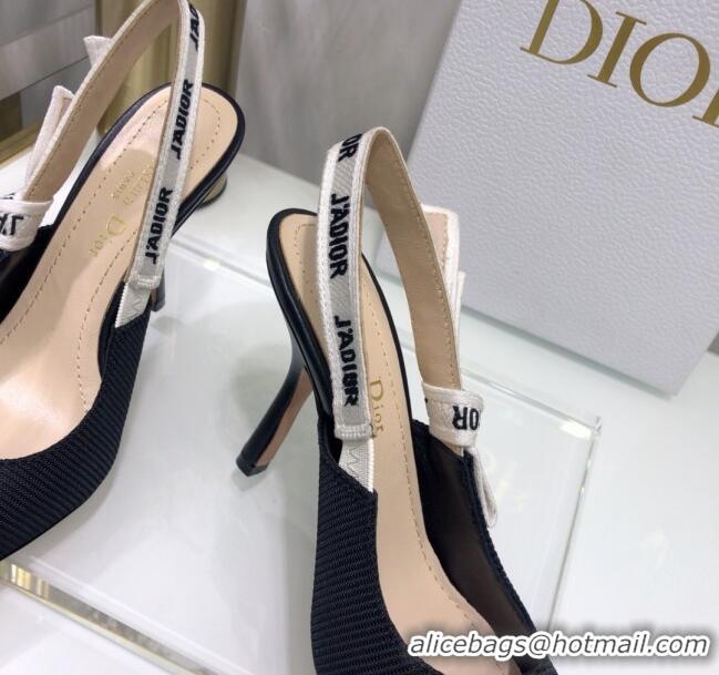 Elegant Dior J'Adior Slingback Pump With 9.5cm Heel in Black Technical Fabric 022681