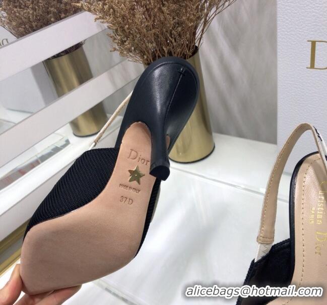 Elegant Dior J'Adior Slingback Pump With 9.5cm Heel in Black Technical Fabric 022681