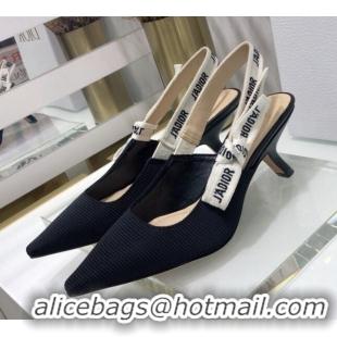 Best Price Dior J'Adior Slingback Pump With 6.5cm Heel in Black Technical Fabric 022682