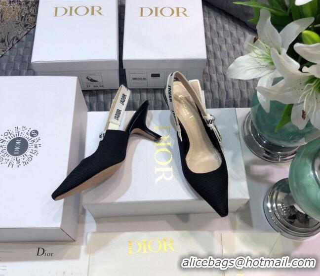 Best Price Dior J'Adior Slingback Pump With 6.5cm Heel in Black Technical Fabric 022682