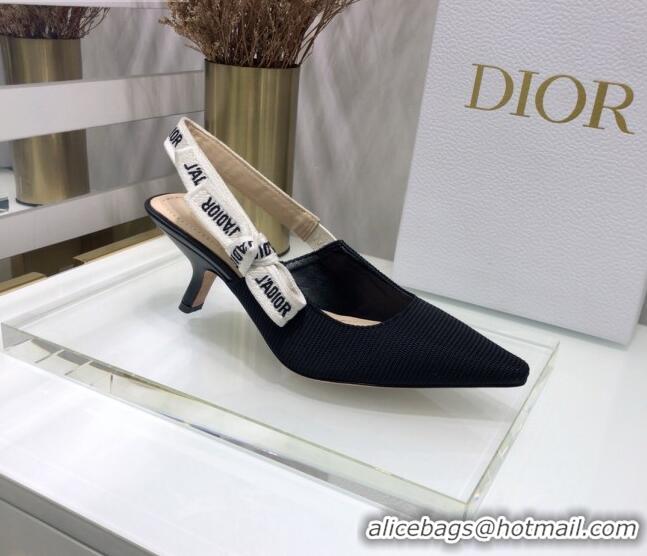 Best Price Dior J'Adior Slingback Pump With 6.5cm Heel in Black Technical Fabric 022682