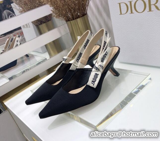 Best Price Dior J'Adior Slingback Pump With 6.5cm Heel in Black Technical Fabric 022682