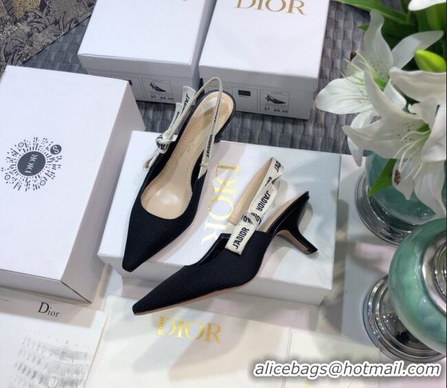 Best Price Dior J'Adior Slingback Pump With 6.5cm Heel in Black Technical Fabric 022682