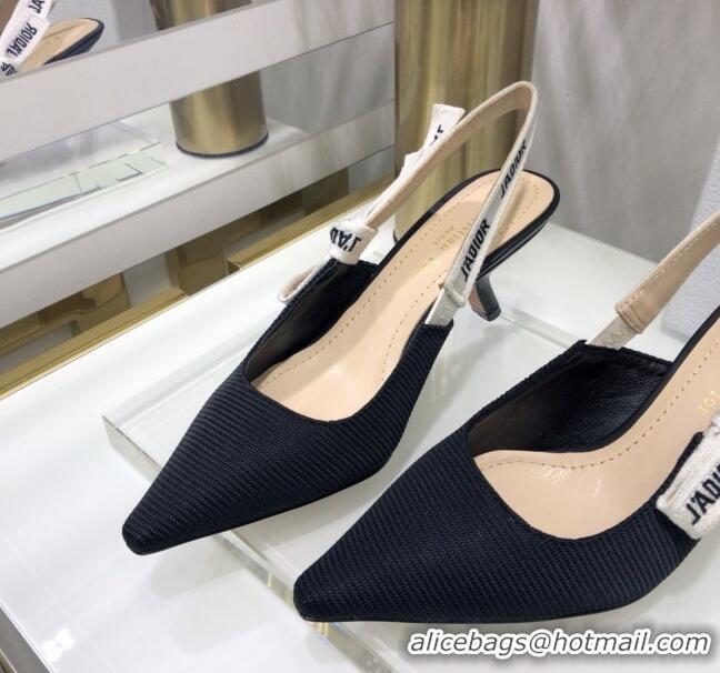 Best Price Dior J'Adior Slingback Pump With 6.5cm Heel in Black Technical Fabric 022682