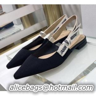 Low Price Dior J'Adior Slingback Ballerina Flat in Black Technical Fabric 022683