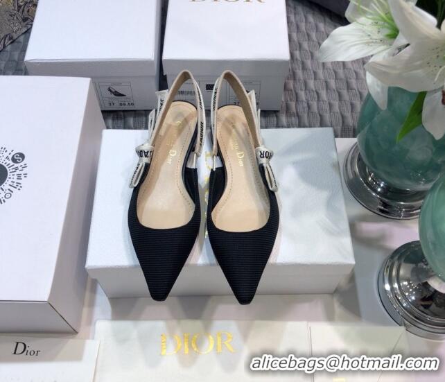 Low Price Dior J'Adior Slingback Ballerina Flat in Black Technical Fabric 022683