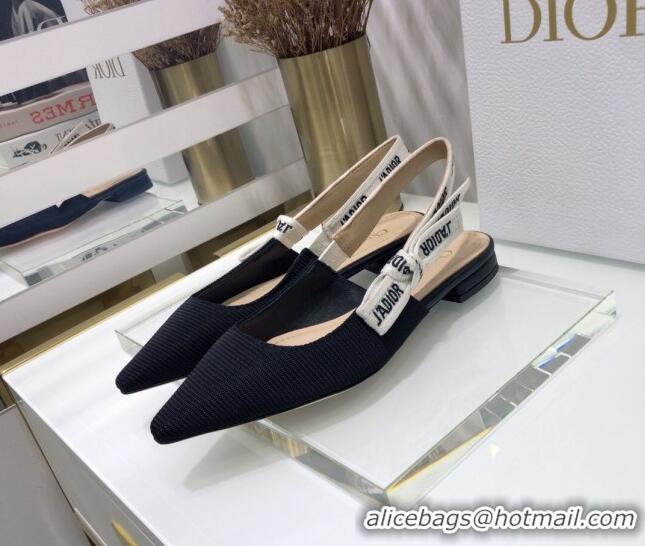 Low Price Dior J'Adior Slingback Ballerina Flat in Black Technical Fabric 022683