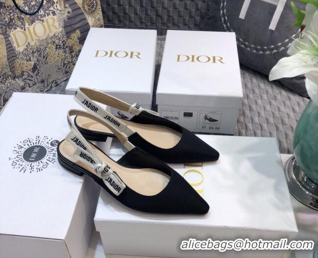 Low Price Dior J'Adior Slingback Ballerina Flat in Black Technical Fabric 022683