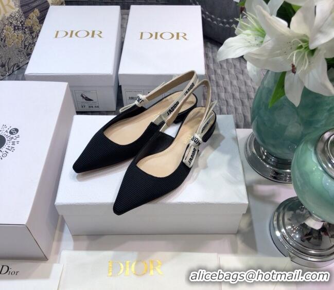 Low Price Dior J'Adior Slingback Ballerina Flat in Black Technical Fabric 022683