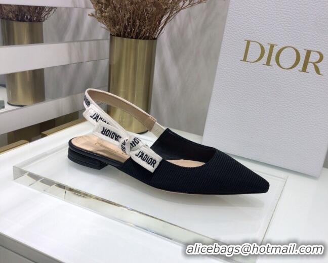 Low Price Dior J'Adior Slingback Ballerina Flat in Black Technical Fabric 022683