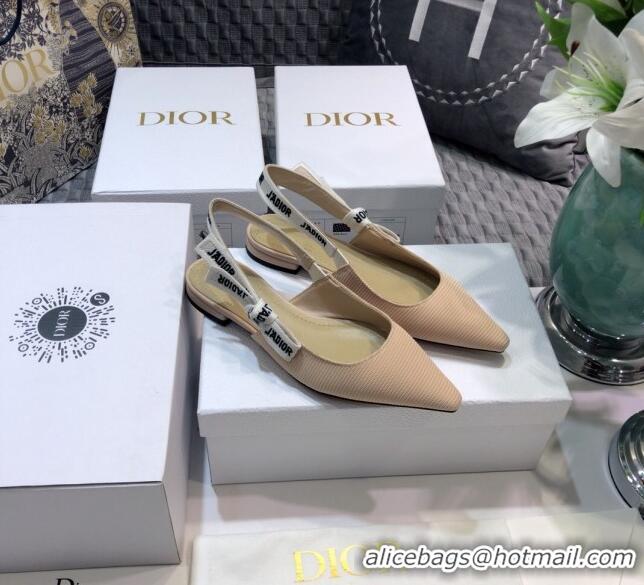 Top Design Dior J'Adior Slingback Ballerina Flat in Beige Technical Fabric 022684