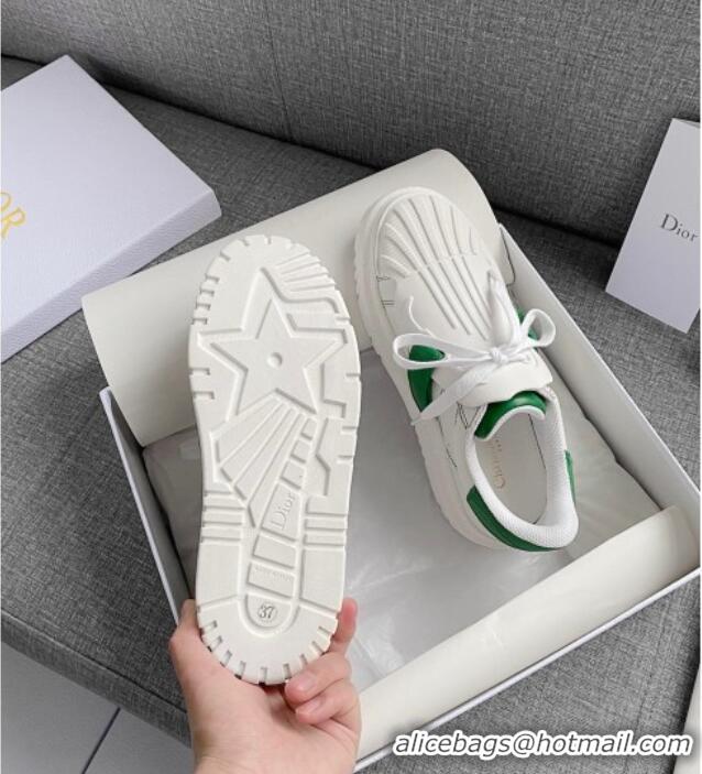 New Arrivals Dior DIOR-ID Sneakers in White and Green Calfskin 031101