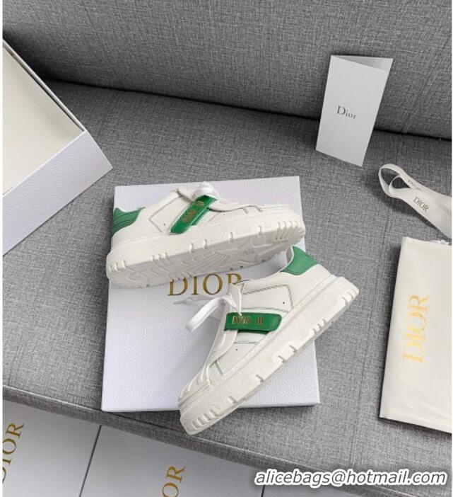 New Arrivals Dior DIOR-ID Sneakers in White and Green Calfskin 031101