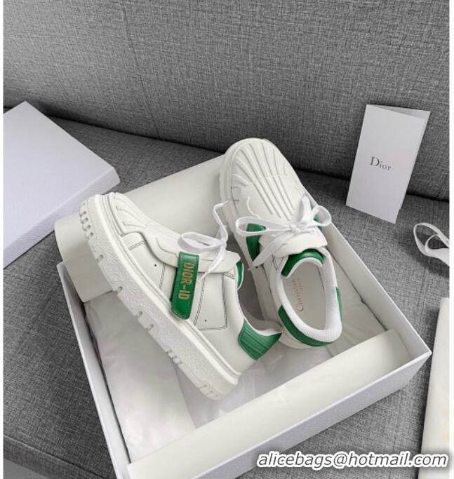 New Arrivals Dior DIOR-ID Sneakers in White and Green Calfskin 031101