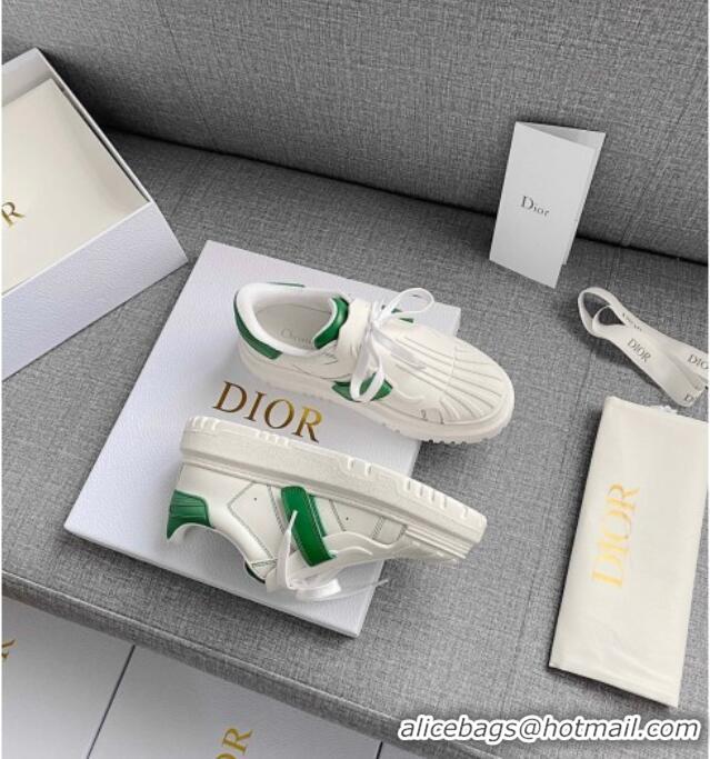 New Arrivals Dior DIOR-ID Sneakers in White and Green Calfskin 031101