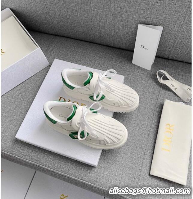 New Arrivals Dior DIOR-ID Sneakers in White and Green Calfskin 031101