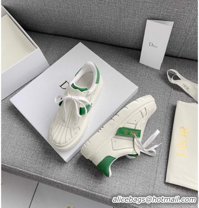 New Arrivals Dior DIOR-ID Sneakers in White and Green Calfskin 031101