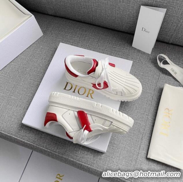 Low Cost Dior DIOR-ID Sneakers in White and Red Calfskin 031103