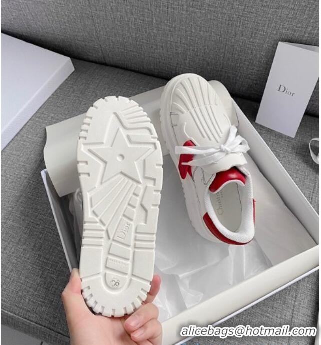 Low Cost Dior DIOR-ID Sneakers in White and Red Calfskin 031103