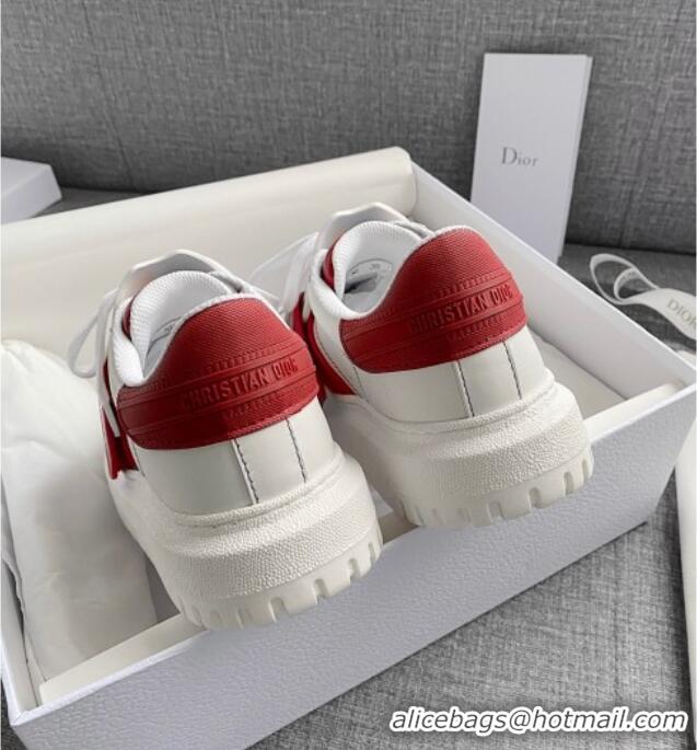 Low Cost Dior DIOR-ID Sneakers in White and Red Calfskin 031103