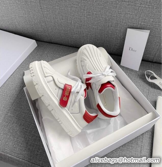 Low Cost Dior DIOR-ID Sneakers in White and Red Calfskin 031103