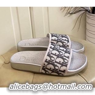 Custom Dior Oblique Flat Slide Sandals 031121 White