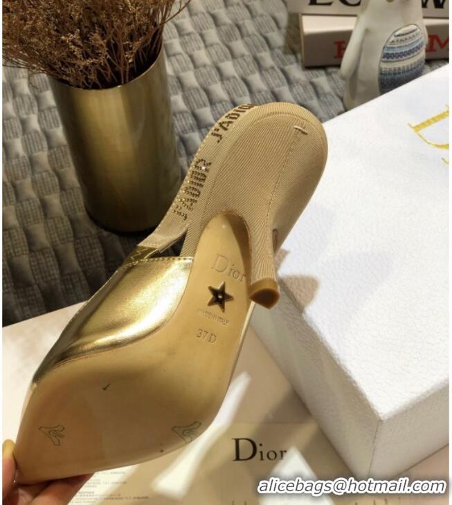 New Fashion Dior J'Adior Slingback Pumps 9.5cm in Gold Metallic Leather 031133