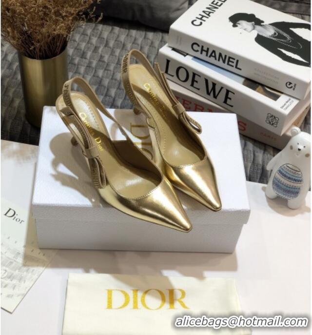 Best Luxury Dior J'Adior Slingback Pumps 6.5cm in Gold Metallic Leather 031134