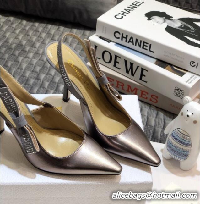 Perfect Dior J'Adior Slingback Pumps 9.5cm in Silver Metallic Leather 031136