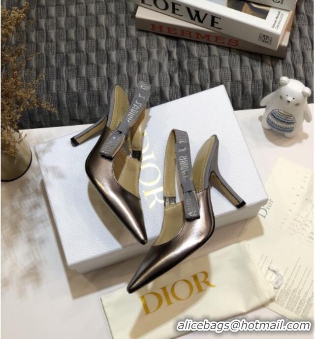 Perfect Dior J'Adior Slingback Pumps 9.5cm in Silver Metallic Leather 031136