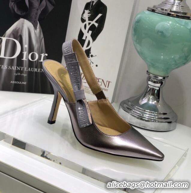 Perfect Dior J'Adior Slingback Pumps 9.5cm in Silver Metallic Leather 031136