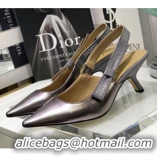 Best Price Dior J'Adior Slingback Pumps 6.5cm in Silver Metallic Leather 031137