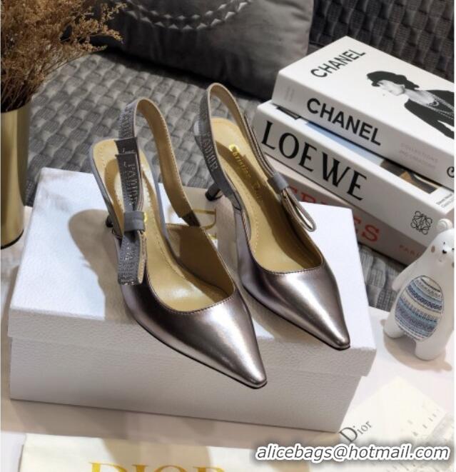 Best Price Dior J'Adior Slingback Pumps 6.5cm in Silver Metallic Leather 031137