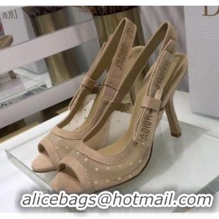 Well Crafted Dior J'Adior Slingback Pumps 9.5cm in Nude Potted Mesh 031139