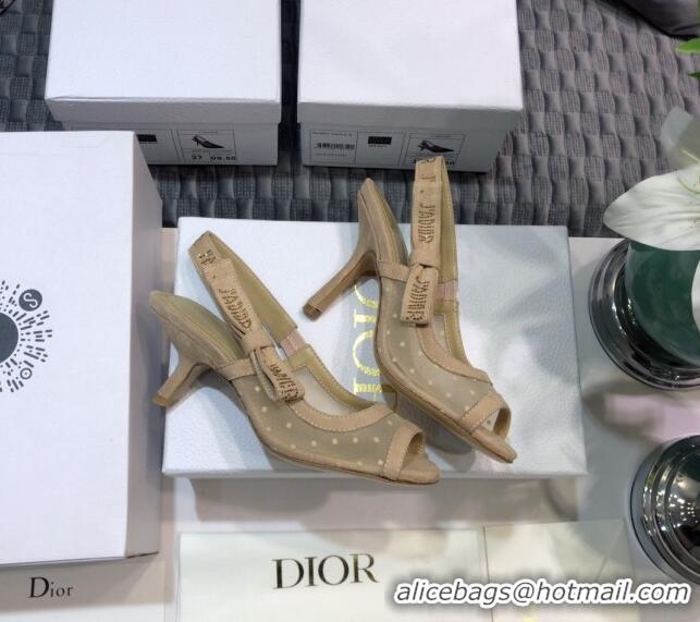 Well Crafted Dior J'Adior Slingback Pumps 9.5cm in Nude Potted Mesh 031139