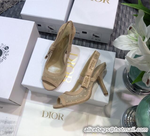 Well Crafted Dior J'Adior Slingback Pumps 9.5cm in Nude Potted Mesh 031139