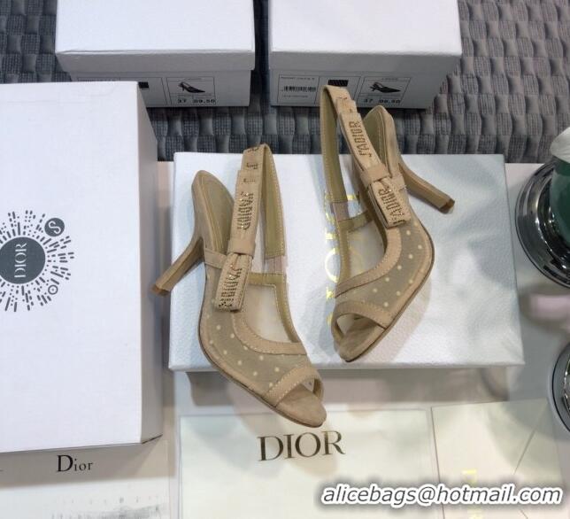 Well Crafted Dior J'Adior Slingback Pumps 9.5cm in Nude Potted Mesh 031139