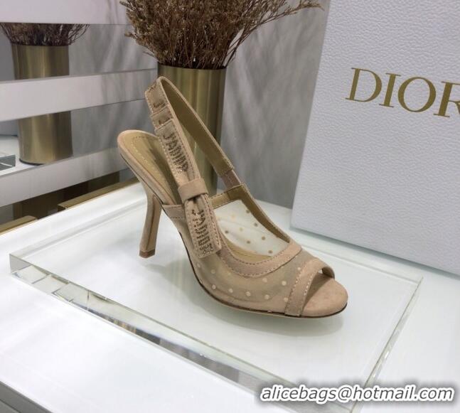 Well Crafted Dior J'Adior Slingback Pumps 9.5cm in Nude Potted Mesh 031139